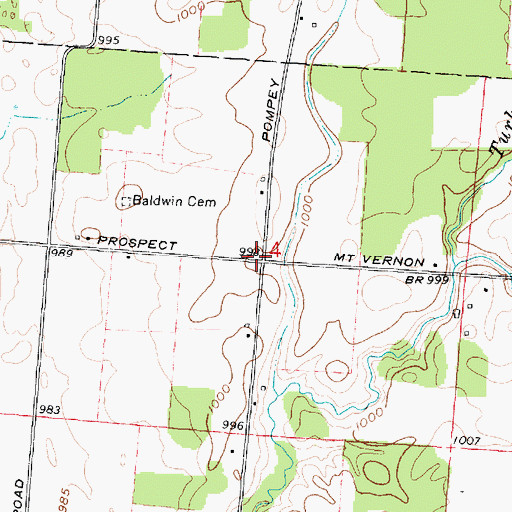 Topographic Map of Baldwin School (historical), OH
