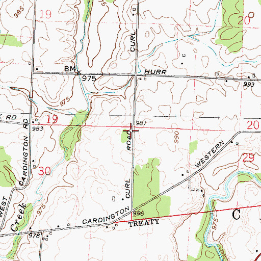 Topographic Map of Greenwood School (historical), OH
