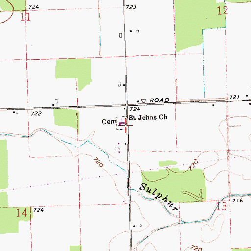 Topographic Map of Saint Johns School (historical), OH