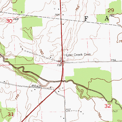 Topographic Map of Lost Creek School (historical), OH