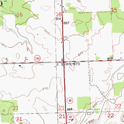 Topographic Map of Milford Center School (historical), OH