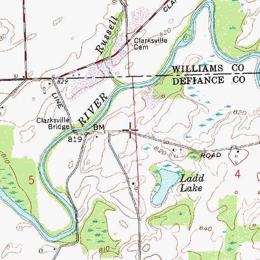 Topographic Map of Clarksville (historical), OH