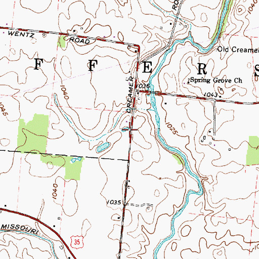 Topographic Map of Creamer School (historical), OH