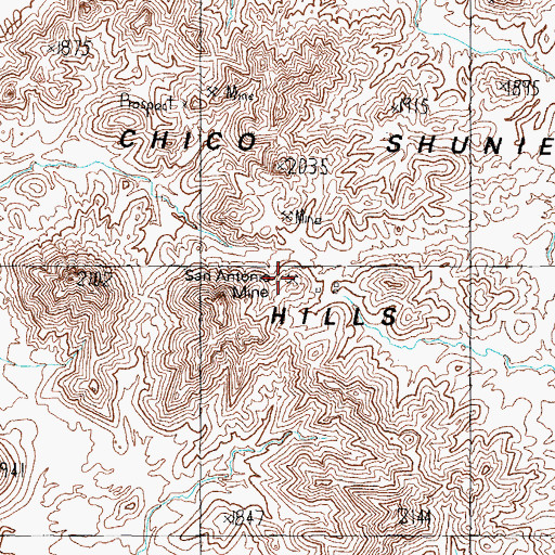 Topographic Map of San Antonio Mine, AZ