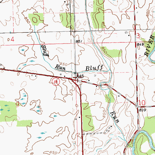 Topographic Map of Bluff Run School (historical), OH
