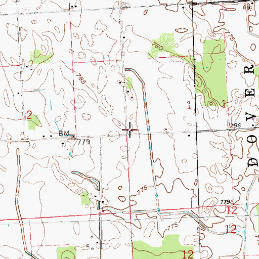 Topographic Map of North Dover School (historical), OH