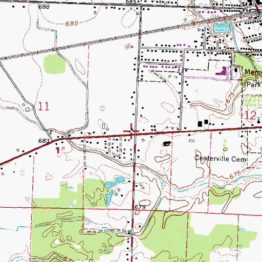 Topographic Map of Center School (historical), OH