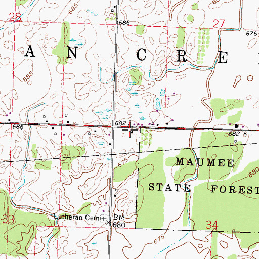 Topographic Map of Lutz School (historical), OH