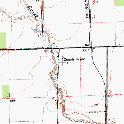 Topographic Map of Henry County Home, OH