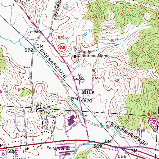 Topographic Map of French City Church, OH