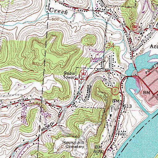 Topographic Map of WJEH Radio Tower, OH