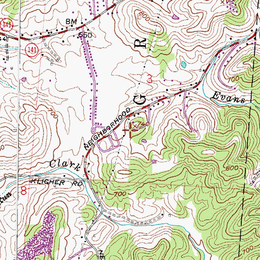 Topographic Map of Ohio Valley Memorial Gardens, OH