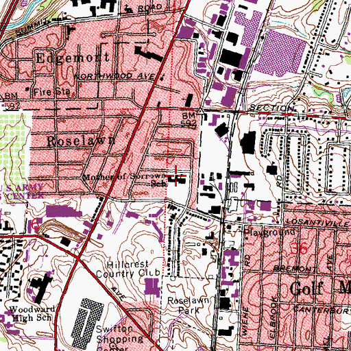 Topographic Map of Mother of Sorrows School, OH