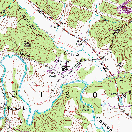 Topographic Map of Addaville Elementary School, OH