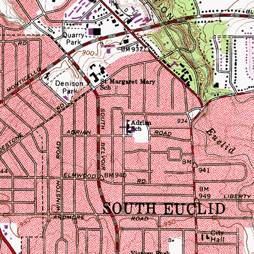 Topographic Map of Adrian Elementary School, OH