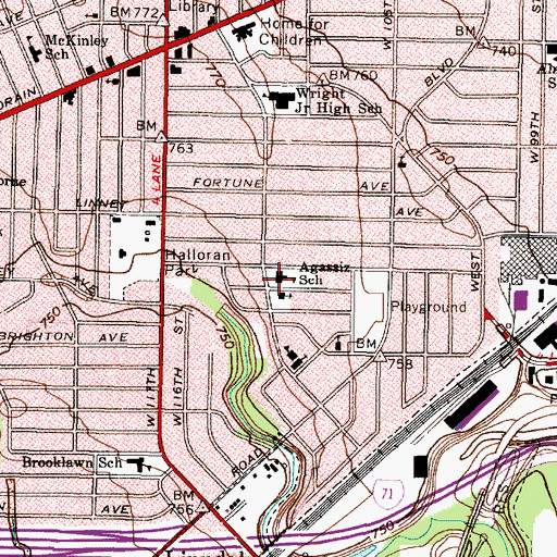 Topographic Map of Louis Agassiz Elementary School, OH