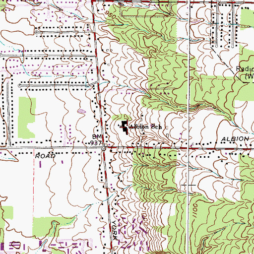 Topographic Map of Albion Elementary School, OH