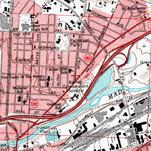 Topographic Map of Allen Classical Academy, OH