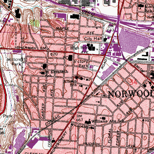 Topographic Map of Allison Street Elementary School, OH