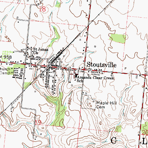 Topographic Map of Clear Creek Elementary School, OH