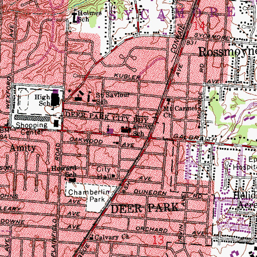 Topographic Map of Amity Elementary School, OH