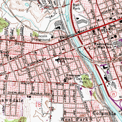 Topographic Map of Andrews Junior High School, OH