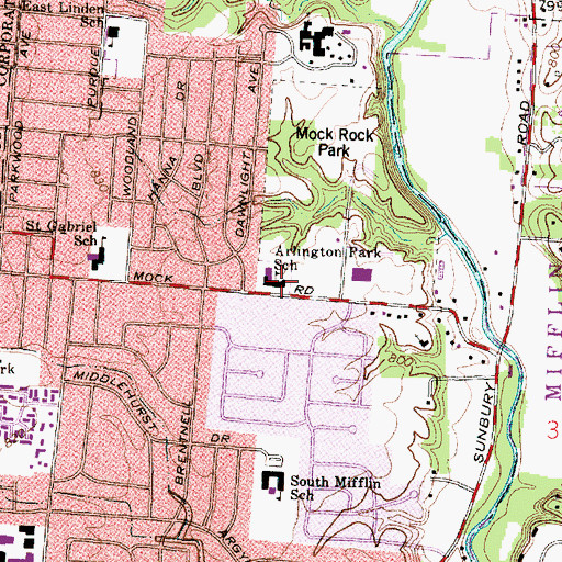 Topographic Map of Arlington Park Elementary School, OH