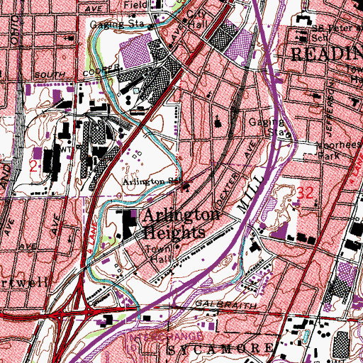 Topographic Map of Arlington Elementary School, OH