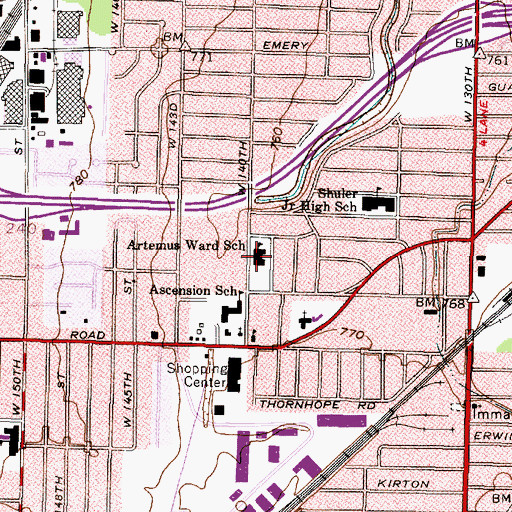 Topographic Map of Artemus Ward Elementary School, OH
