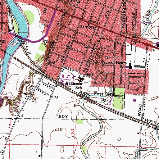 Topographic Map of Atkinson Elementary School, OH