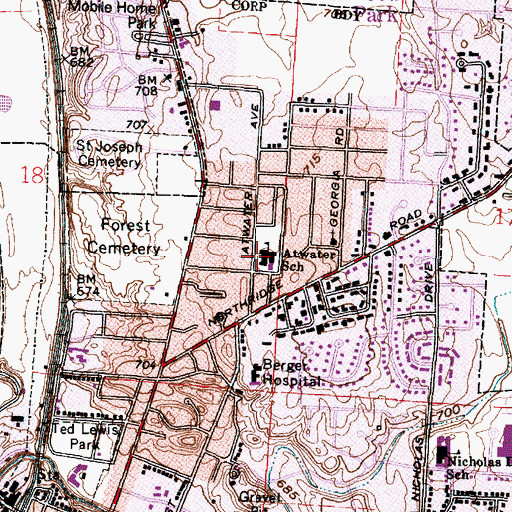 Topographic Map of Atwater Elementary School, OH