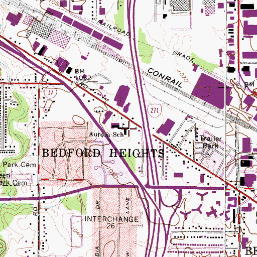Topographic Map of Aurora Upper Intermediate School, OH