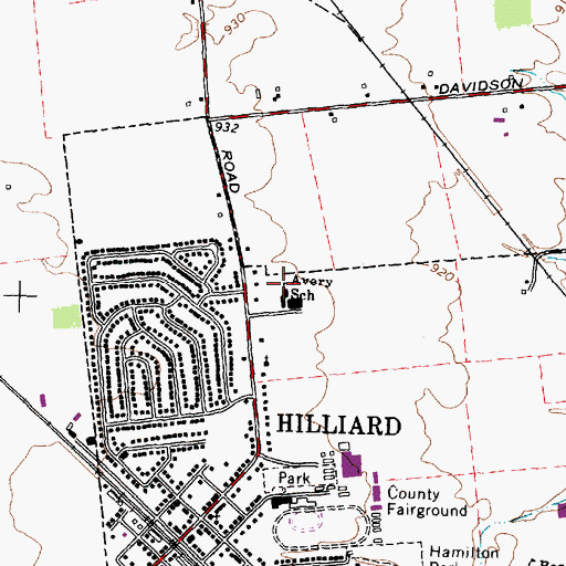 Topographic Map of Avery Elementary School, OH