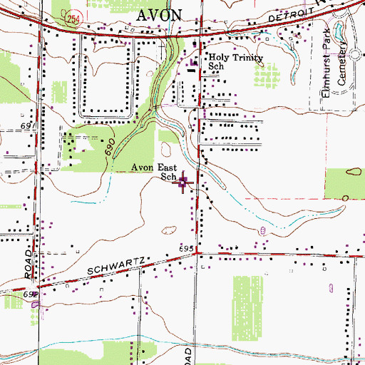 Topographic Map of Avon East Elementary School, OH