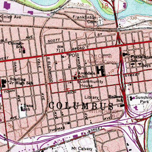 Topographic Map of Avondale Elementary School, OH
