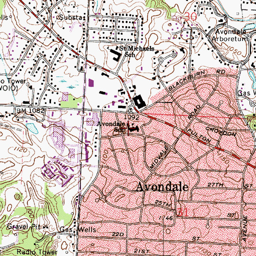 Topographic Map of Avondale Elementary School, OH