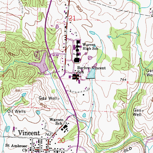 Topographic Map of Barlow-Vincent Elementary School, OH