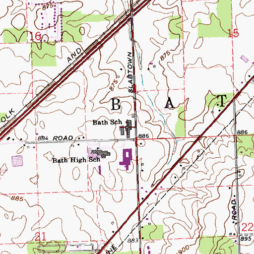 Topographic Map of Bath Elementary School, OH