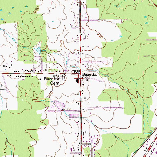 Topographic Map of Bazetta Elementary School, OH