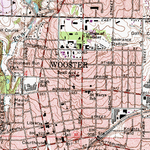 Topographic Map of Beall Avenue Elementary School, OH