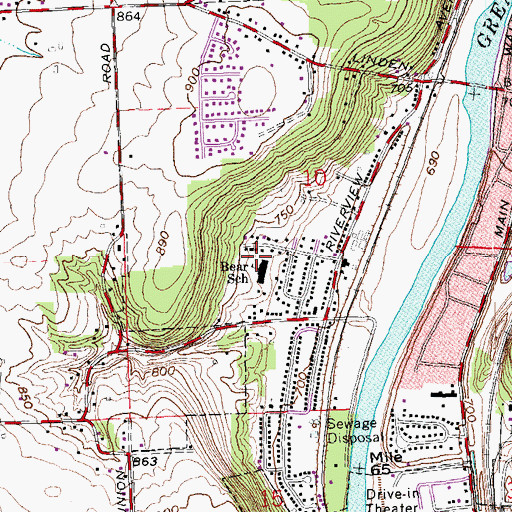 Topographic Map of Bear Elementary School, OH