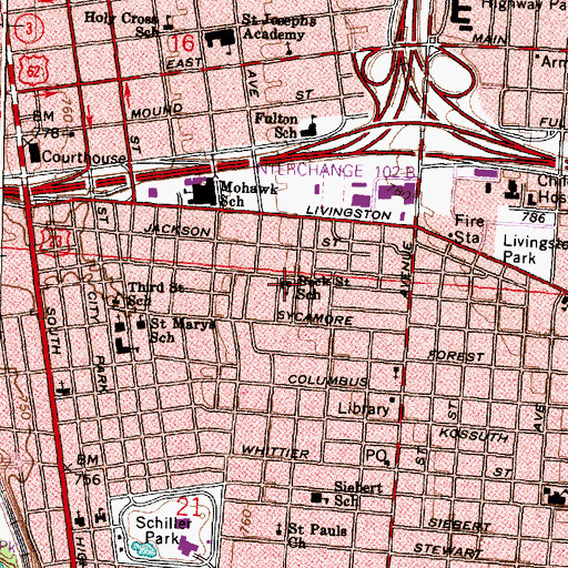 Topographic Map of Beck Street Elementary School (historical), OH