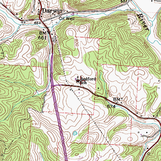 Topographic Map of Bedford Elementary School, OH