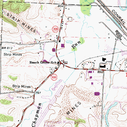 Topographic Map of Beech Grove Elementary School, OH