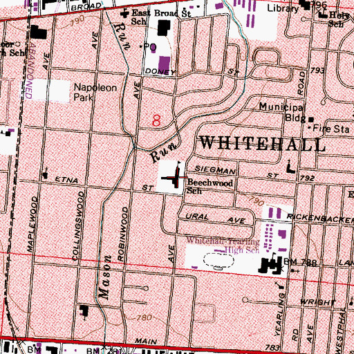 Topographic Map of Beechwood Elementary School, OH