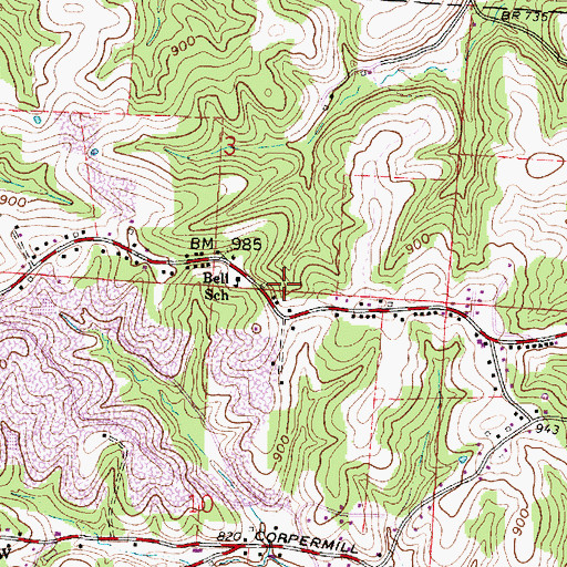 Topographic Map of Bell Elementary School, OH