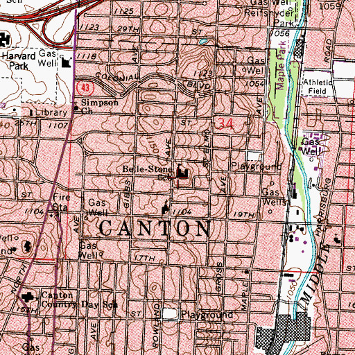 Topographic Map of Belle-Stone Elementary School, OH
