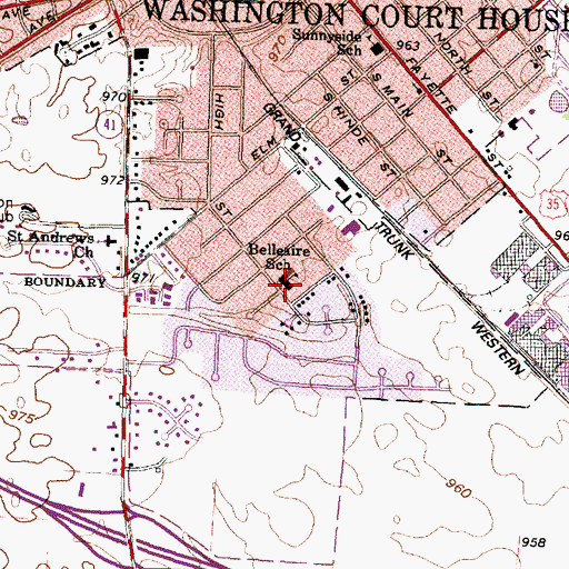 Topographic Map of Belleaire Elementary School, OH