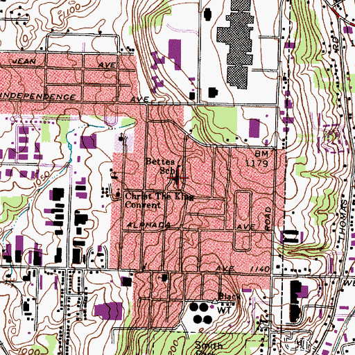 Topographic Map of Bettes Elementary School, OH