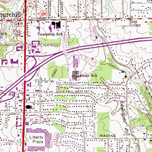 Topographic Map of E J Blott Elementary School, OH